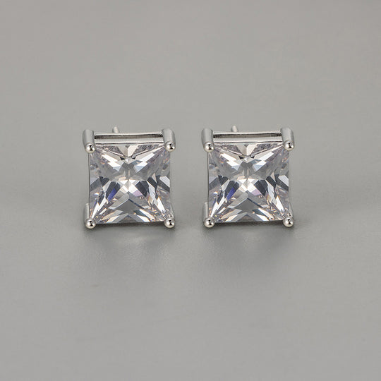Princess-Schliff Zirkonia Ohrstecker mit Krappenfassung