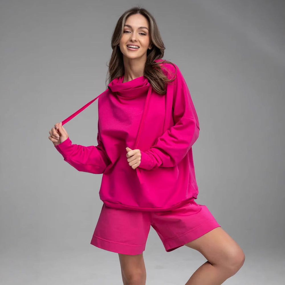 Damen lässiges Oversized Hoodie und Shorts Set Shopnory