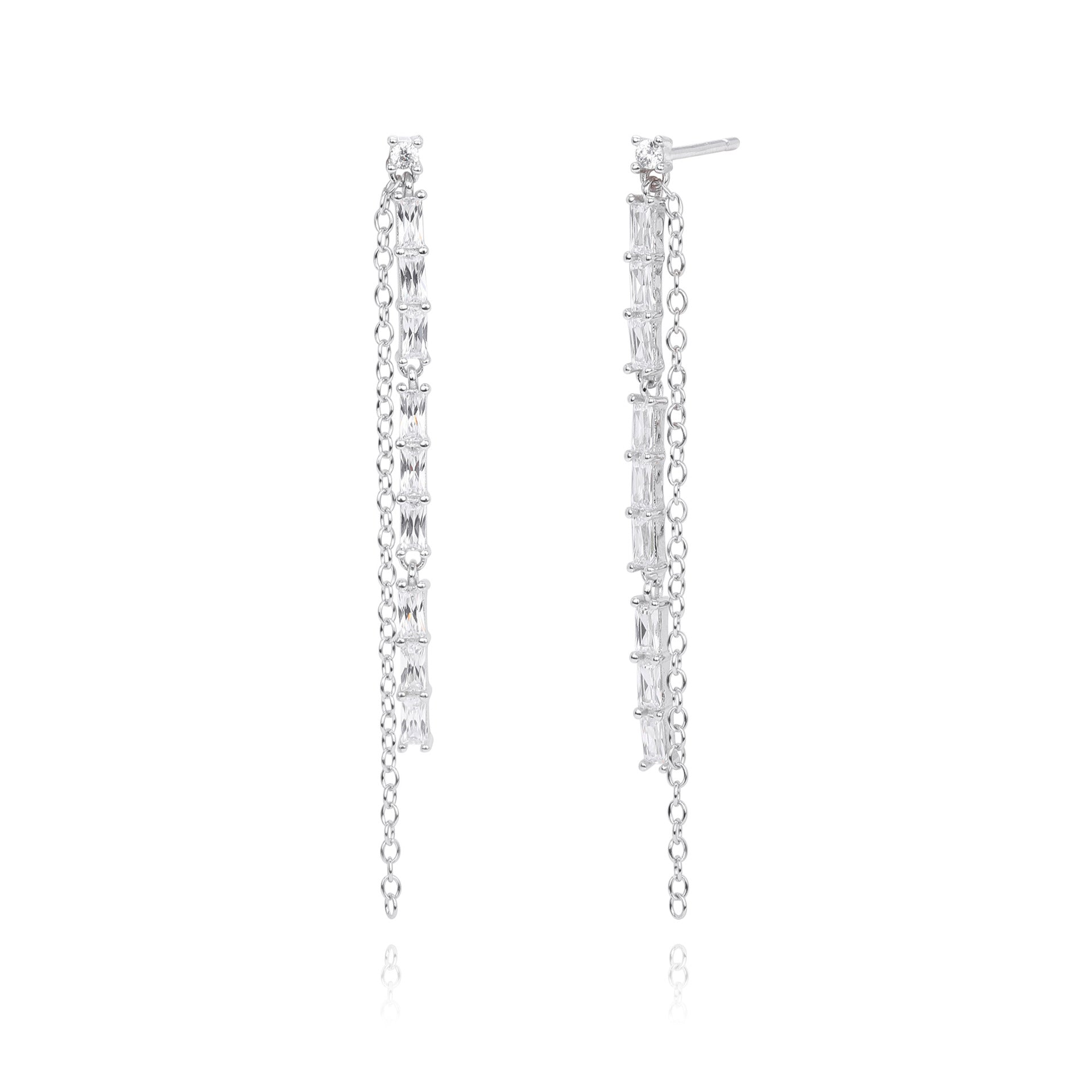 Damen Ohrhänger mit luxuriösem Zirkonbesatz und elegantem Kettendesign Shop Nory