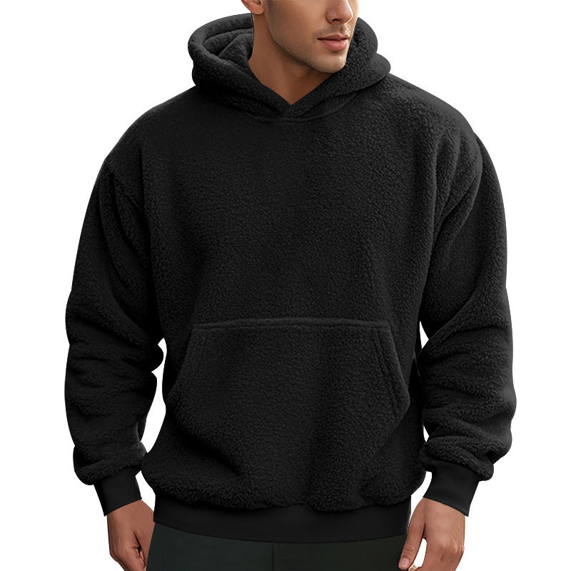 Herren nan kuscheliger Sherpa-Fleece Kapuzenpullover mit Kängurutasche und elastischen Bündchen Shop Nory