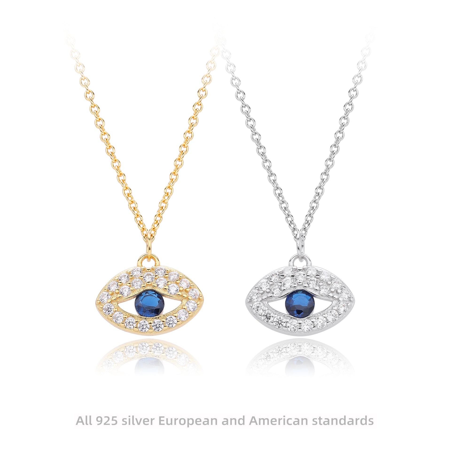 Damen Halskette mit schützendem Augenmotiv aus 925 Sterling Silber und funkeln Zirkonia Shop Nory