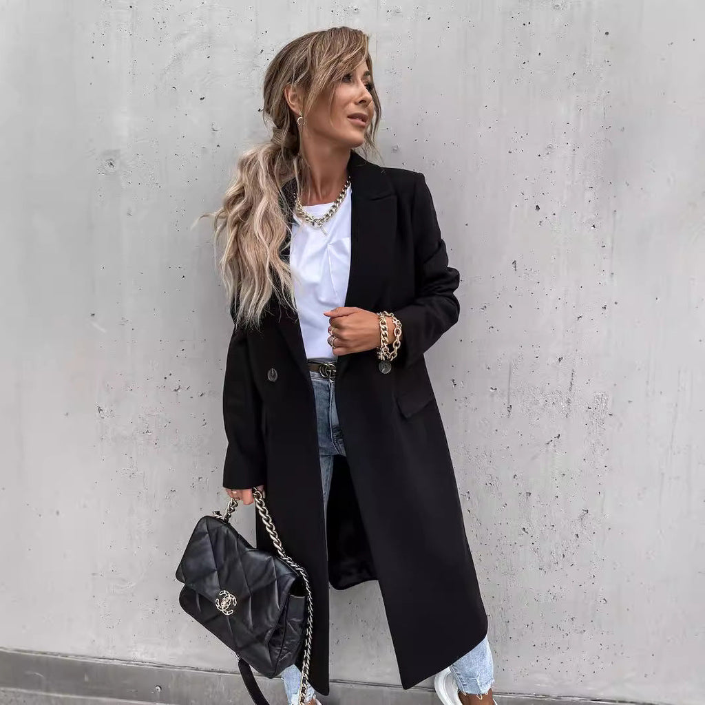 Damen eleganter Wollmantel im Oversized-Stil