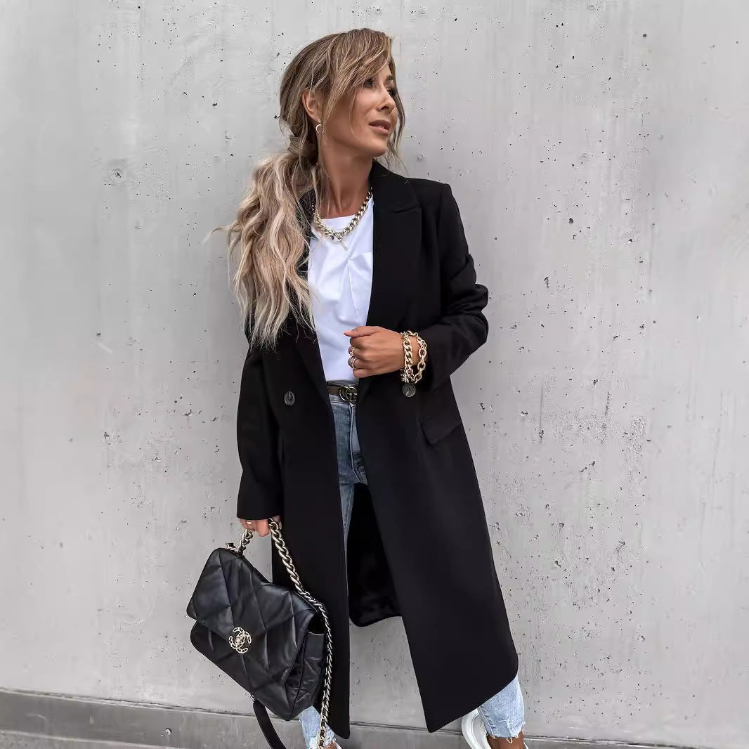 Damen eleganter Wollmantel im Oversized-Stil