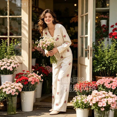 Damen Weicher Viskose-Overall mit floralem Print, Reißverschluss und weitem Bein Shop Nory