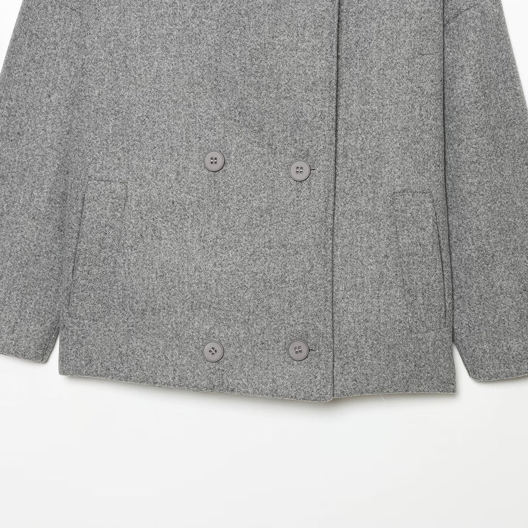 Damen Kurzes Cape-Mantel aus Wollmix mit hohem Stehkragen und doppelreihiger Knopfleiste Shop Nory