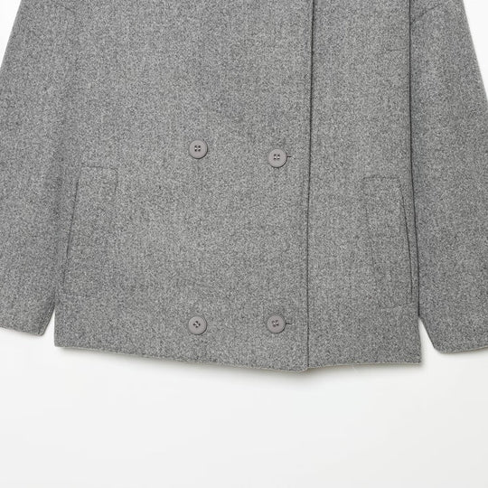 Damen Kurzes Cape-Mantel aus Wollmix mit hohem Stehkragen und doppelreihiger Knopfleiste Shop Nory