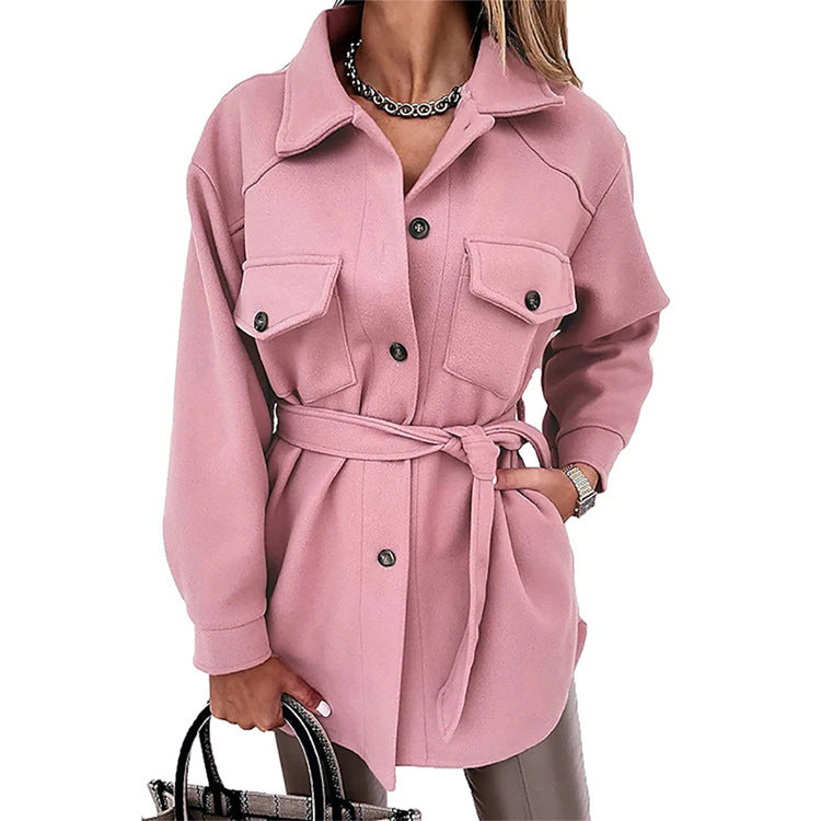 Damen Shacket Hemdjacke aus strukturierter WShop Noryware mit Pattentaschen Shop Nory