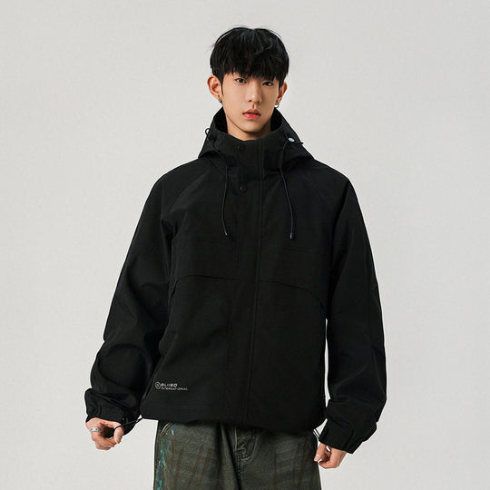 Herren Technische Kapuzen-Softshelljacke mit hohem Kragen und verstellbarem Saum Shop Nory