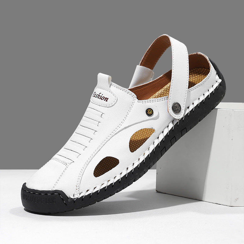 Herren Atmungsaktive Lederfreizeitschuhe mit offenem Fersendesign