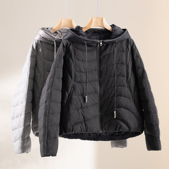 Damen gesteppte Kapuzen-Winterjacke mit tailliertem Gummizug Shop Nory