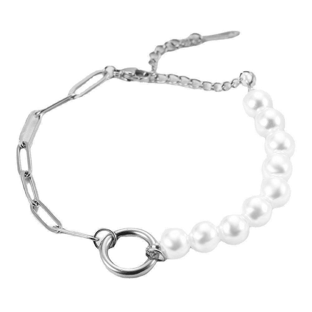 Damen Armband mit Perlenakzenten und modernen Kettengliedern Shop Nory