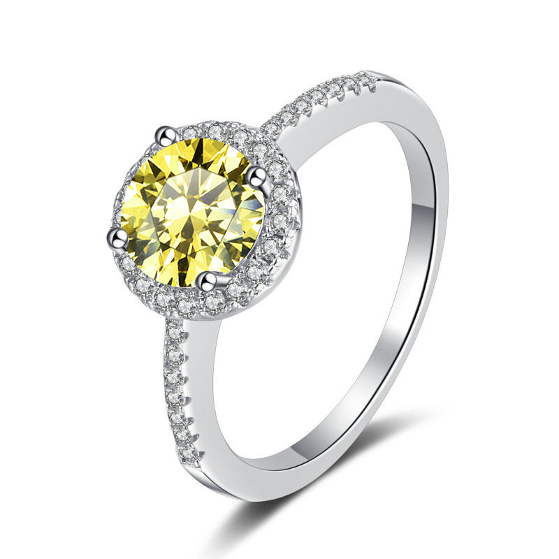 Damen Verlobungsring mit strahlendem gelbem Zirkon und funkelndem Design Shop Nory