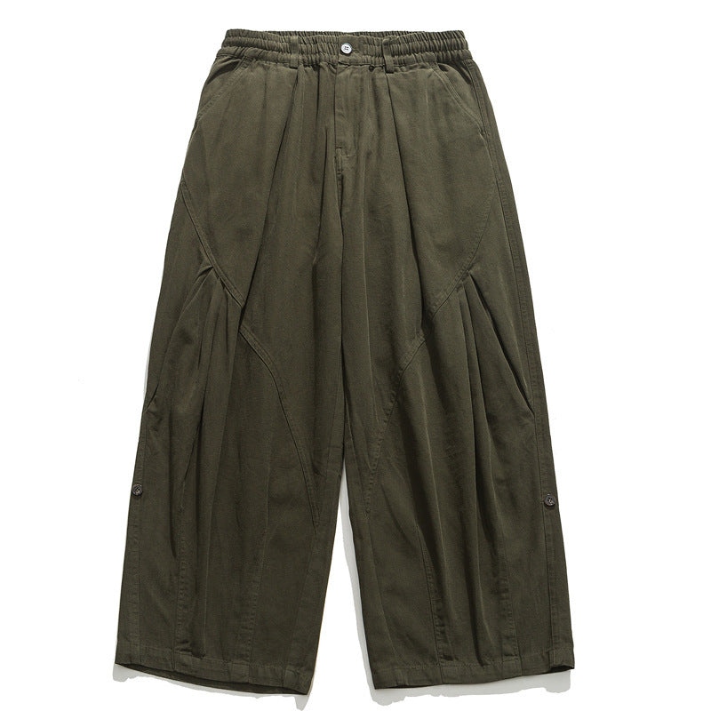 Damen Culotte-Hose im Paperbag-Stil mit elastischem Bund, Teilungsnähten und weitem Bein Shop Nory