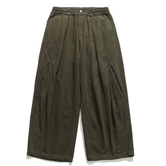 Damen Culotte-Hose im Paperbag-Stil mit elastischem Bund, Teilungsnähten und weitem Bein Shop Nory