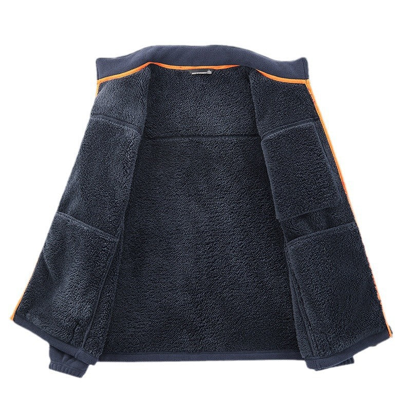 Herren Microfleece-Outdoorjacke mit wasserdichter Brusttasche, Stehkragen und Teddyfleece-Innenfutter Shop Nory