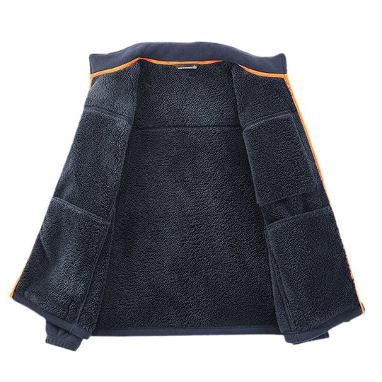 Herren Microfleece-Outdoorjacke mit wasserdichter Brusttasche, Stehkragen und Teddyfleece-Innenfutter Shop Nory