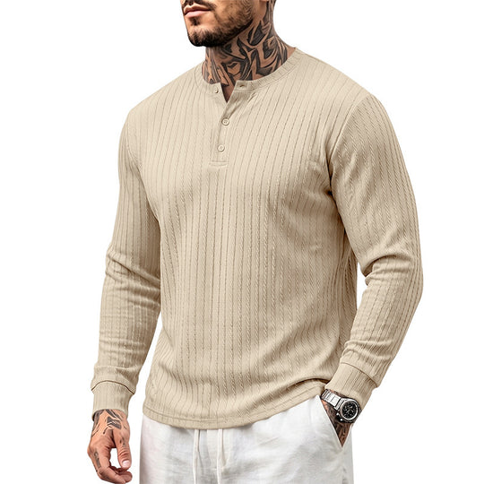 Herren Feinstrick-Henley mit Stehkragen und Zopfmuster Shop Nory