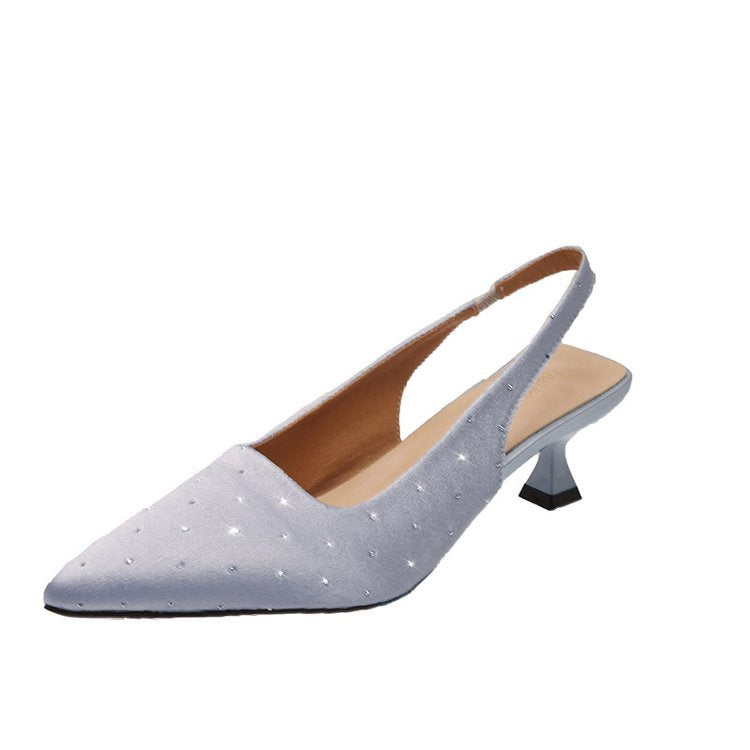 Damen glamouröse Slingback-Pumps mit feinen Glitzer-Applikationen und spitzem Design Shopnory