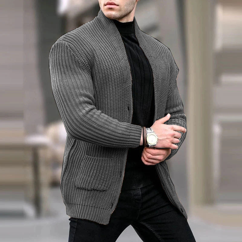 Herren Grobstrick-Cardigan mit Schalkragen und aufgesetzten Taschen Shop Nory