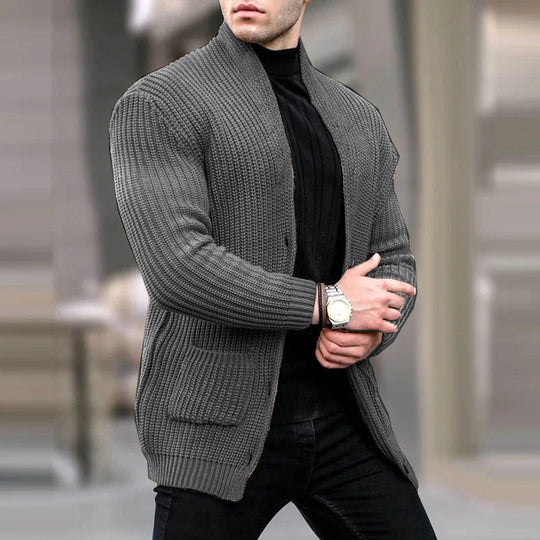 Herren Grobstrick-Cardigan mit Schalkragen und aufgesetzten Taschen Shop Nory