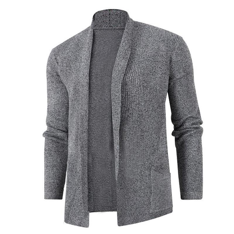 Herren lässige Strickjacke mit offenem Kragen und elegantem Rippdesign