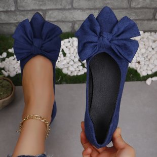 Damen Ballerinas mit dekorativem Schleifen-Design und spitzem Zehenbereich