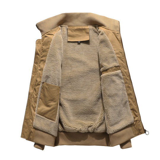 Herren Fliegerblouson mit Sherpa-Innenfutter, gestickten Patch-Details und geripptem Saum Shop Nory