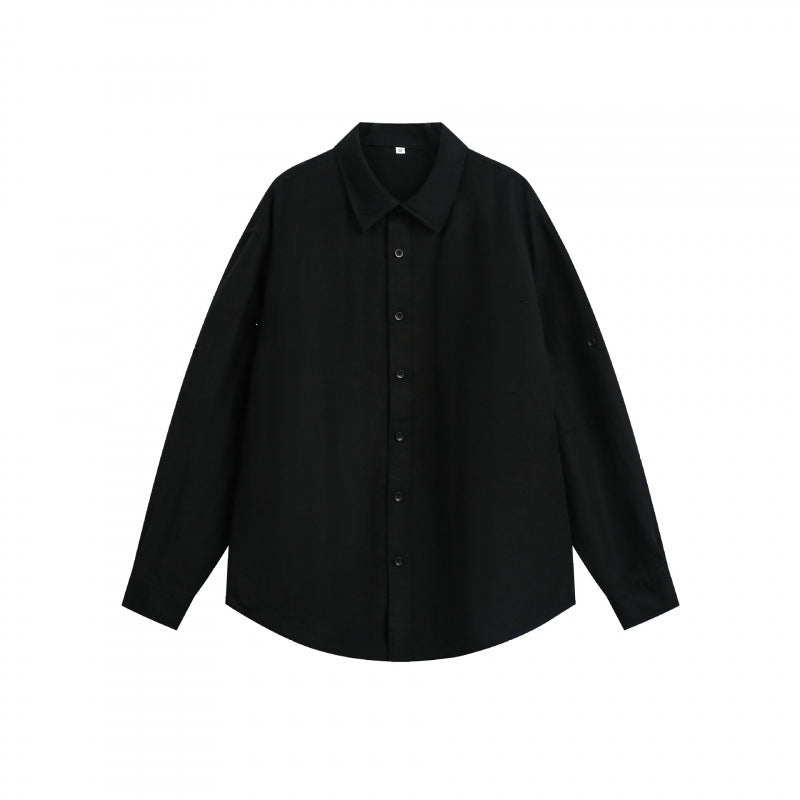 Unisex Oversize Leichtes Leinenmix-Hemd mit Brusttasche, Umlegekragen und Ärmelumschlag Shop Nory
