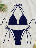 Damen Triangel-Bikini mit verstellbaren Trägern und SeitenbindShopnoryändern