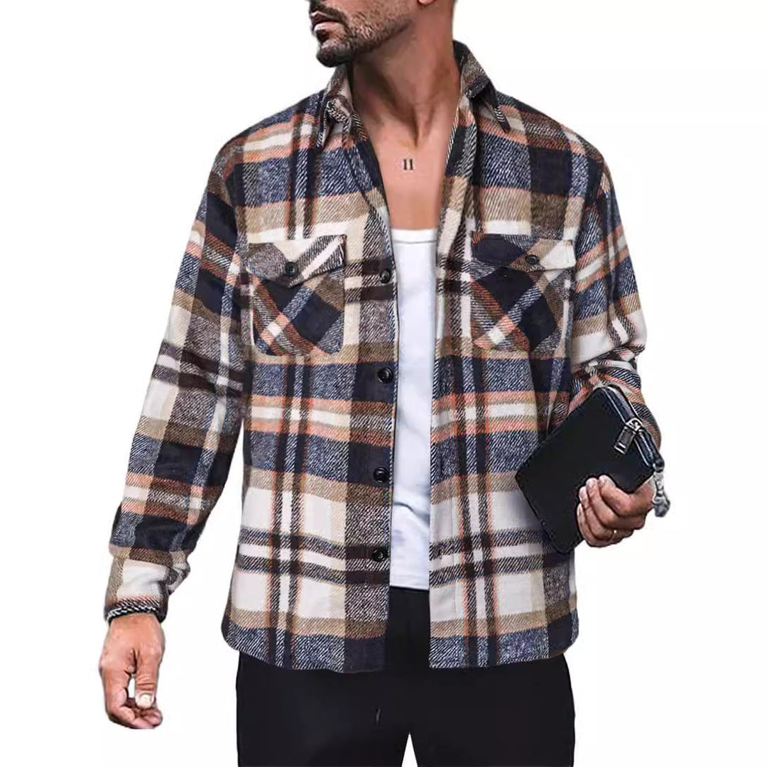 Herren Flanellhemd mit Karomuster und funktionalen Taschen