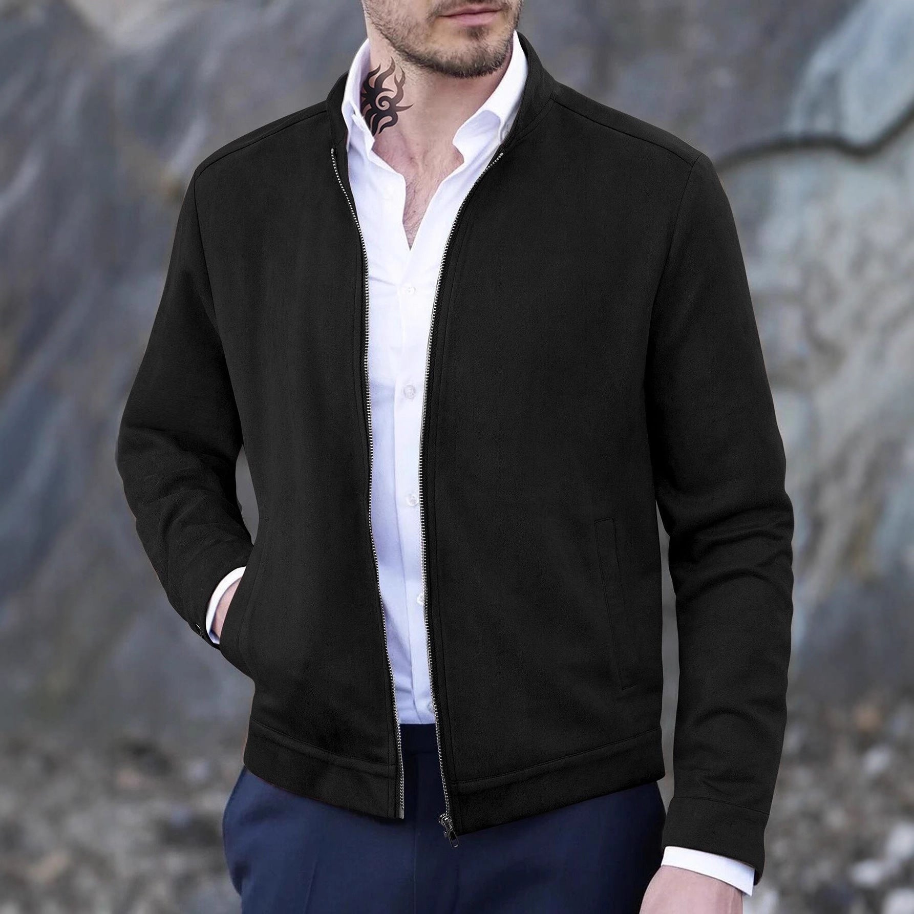 Herren Fleecejacke mit modernem Stehkragen und weichem Innenfutter