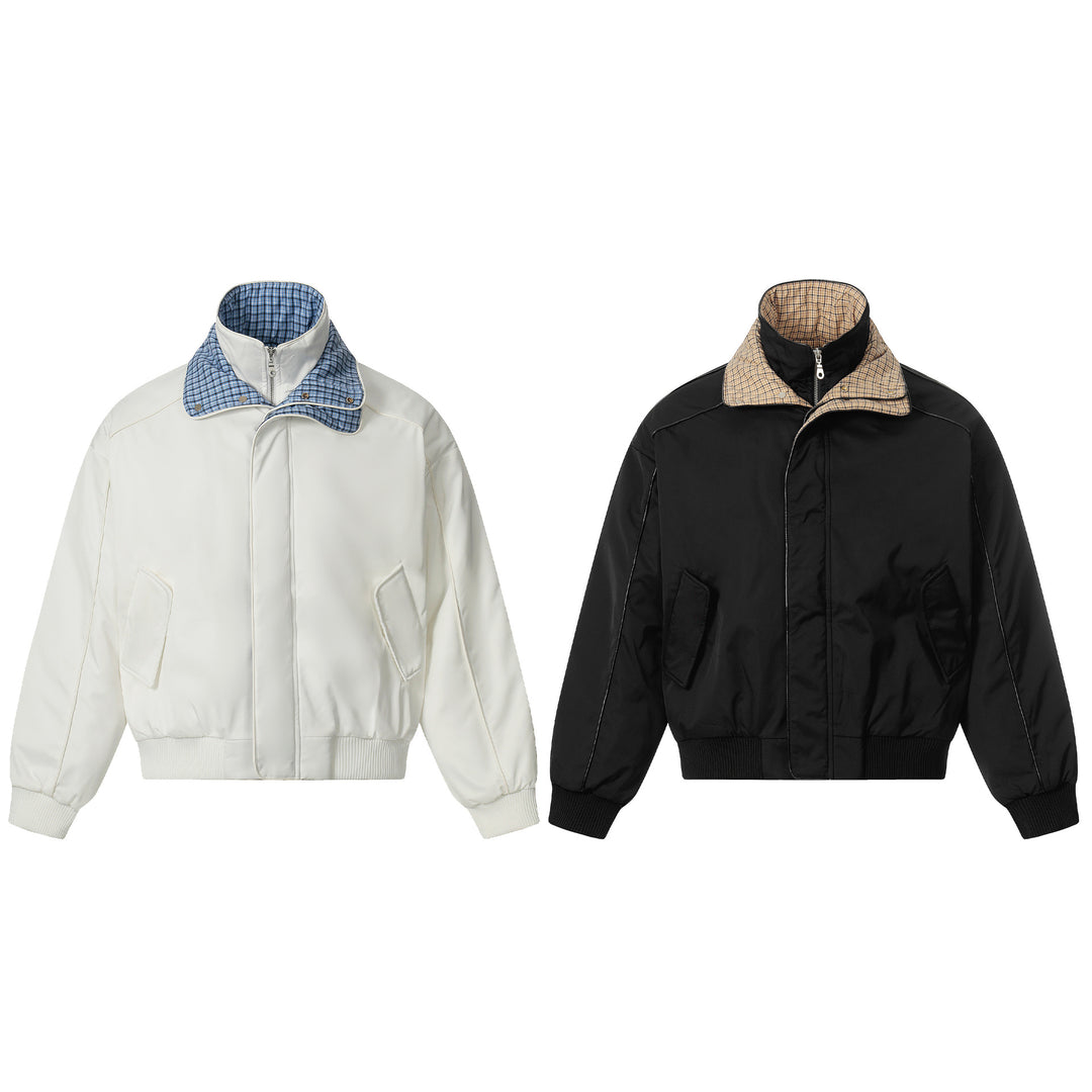Unisex Kurzblouson mit hohem Doppelkragen und kariertem Innenfutter Shop Nory