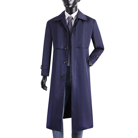 Herren langer Trenchcoat mit verdeckter Knopfleiste und wasserabweisender Ausstattung Shop Nory