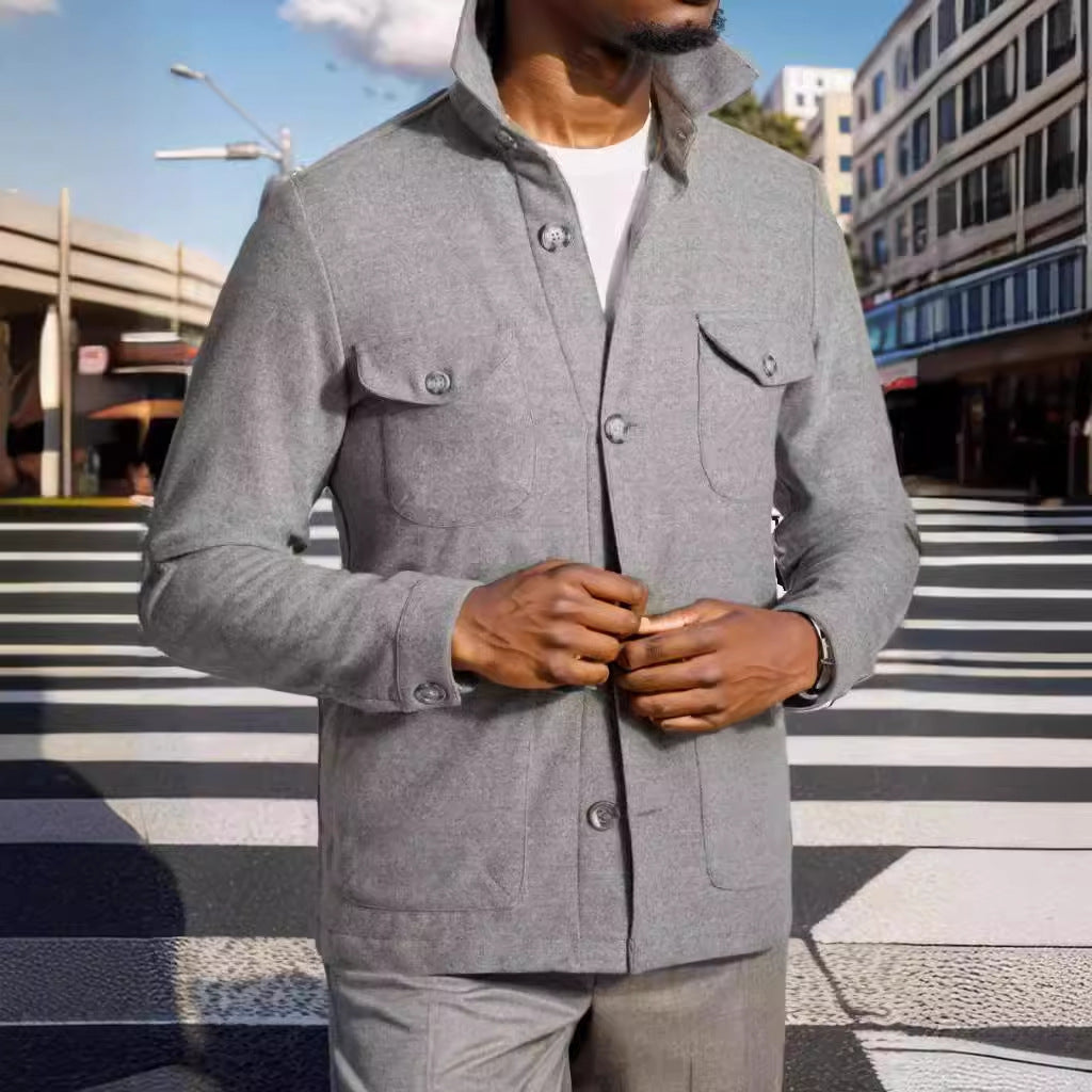 Herren praktische Jacke im schicken Utility-Stil mit hohen Kragen