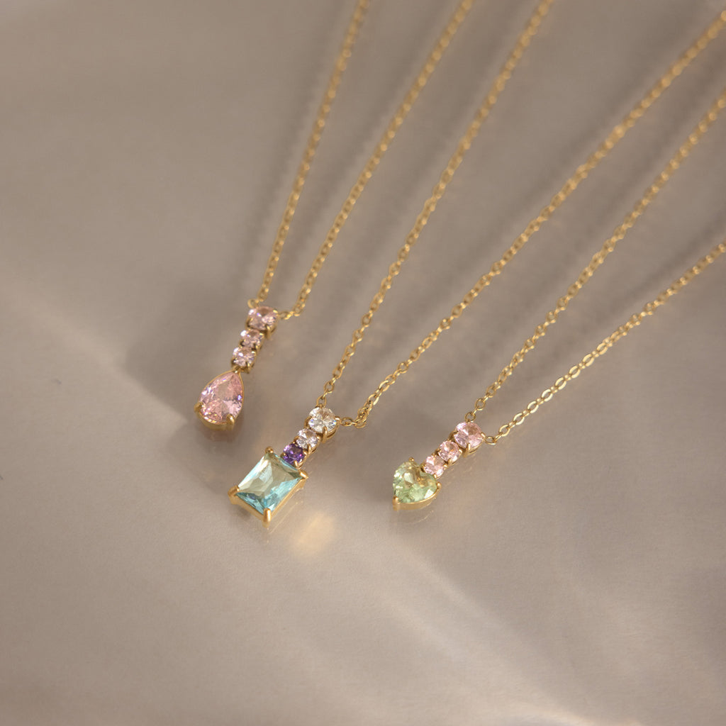 Damen Halskette mit funkelnden Herzanhängern und wasserfestem, hypoallergenem Edelstahl Shop Nory