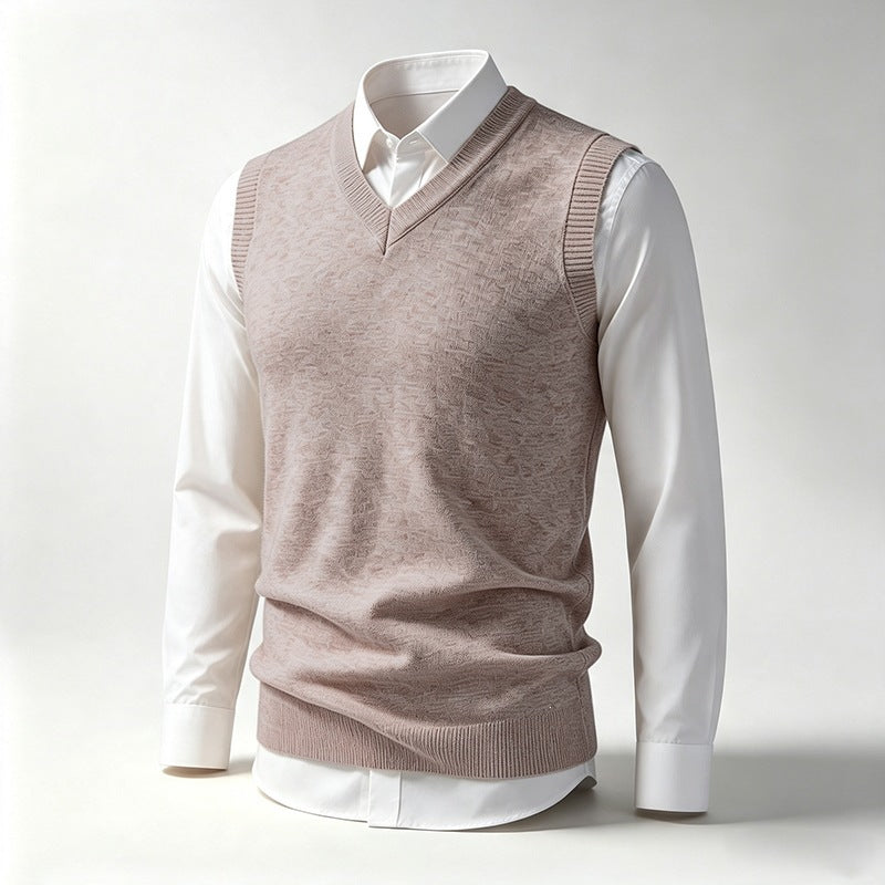 Herren Ärmellose Feinstrick V‑Ausschnitt Weste mit geripptem Saum Shop Nory