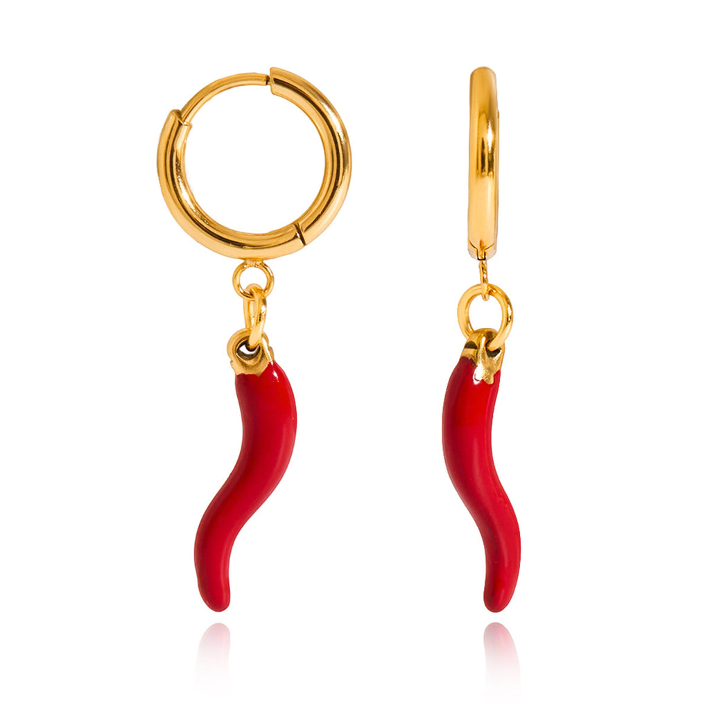 Damen Ohrhänger mit lebhaftem Chili-Anhänger aus hypoallergenem Edelstahl Shop Nory