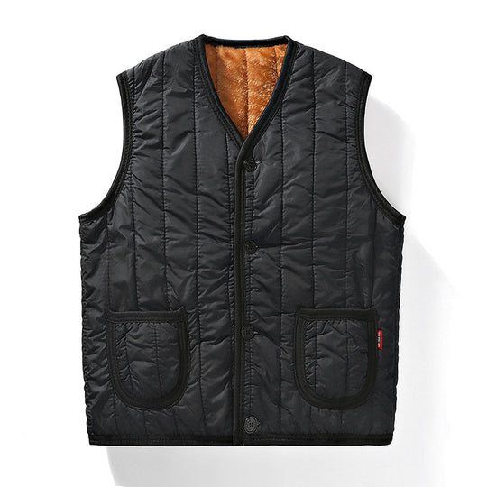 Herren Gepolsterte Steppweste mit Teddyfutter, V‑Ausschnitt & Knopfleiste Shop Nory