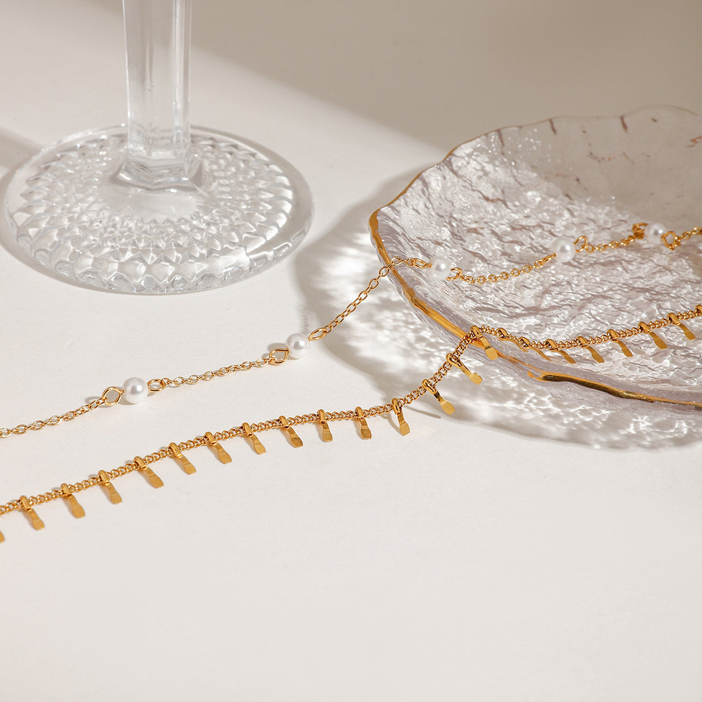 Damen Fußkette mit elegantem Perlenanhänger Shop Nory
