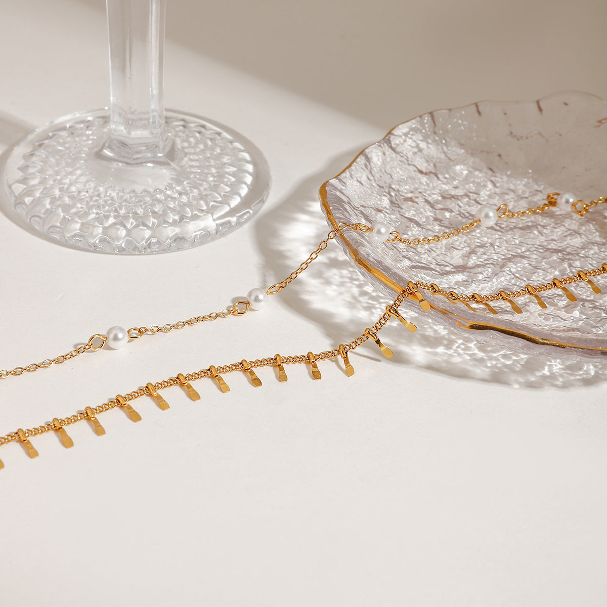 Damen Fußkette mit elegantem Perlenanhänger Shop Nory