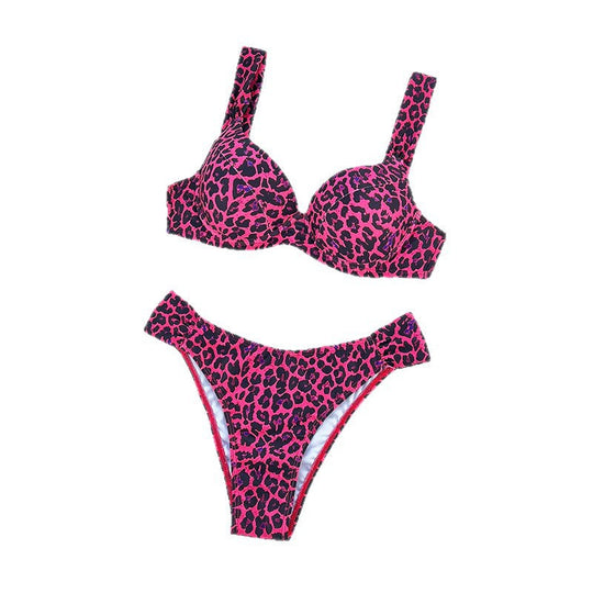 Damen Push-Up Bikini-Set mit femininem Tiermuster