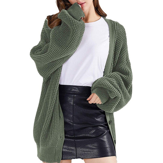 Damen nan Oversize Strickcardigan mit Ballonärmeln und großzügiger Knopfleiste Shop Nory