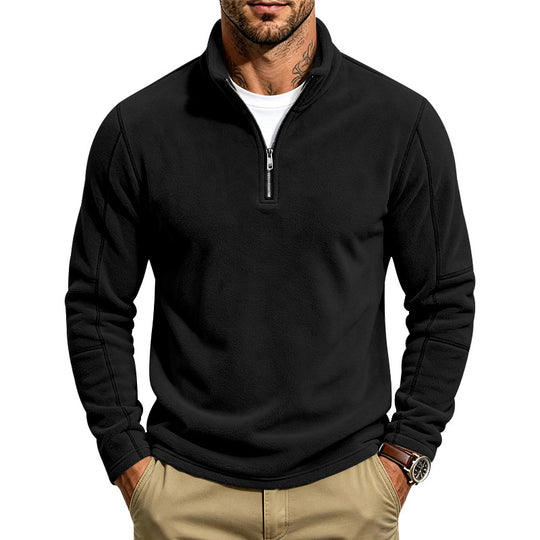 Herren Fleece-Halbreißverschluss-Pullover mit Stehkragen und Flatlock-Nähten Shop Nory