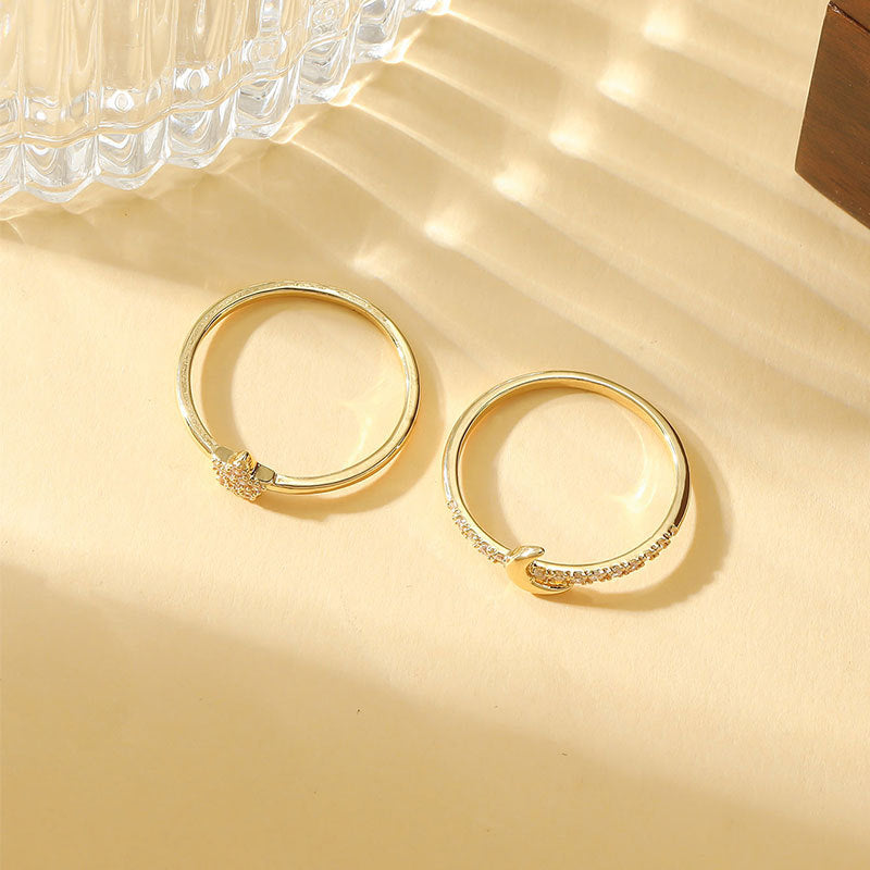 Damen Ring Set mit funkelndem Stern und mondförmigen Design Shop Nory