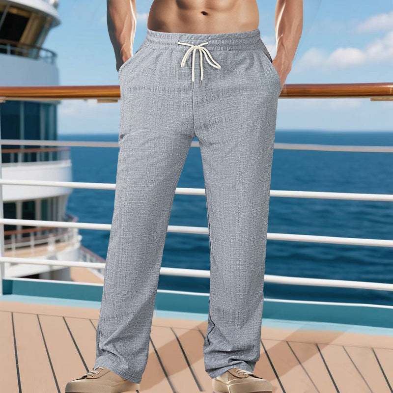 Herren Leichtgewichtige Struktur-Loungehose mit elastischem Tunnelzugbund und geradem Relaxed-Fit Shop Nory