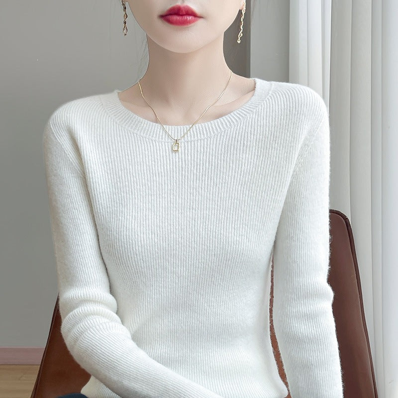Damen Taillierter Rundhals-Pullover aus fein gerippter Kaschmir‑Optik Shop Nory