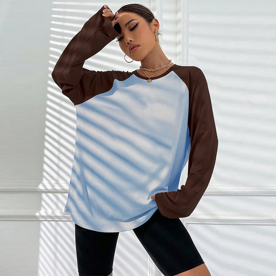 Damen oversized Raglan-Langarmshirt mit weitem Glockenärmel lässiger Silhouette und sportiver Crew-Neck Shop Nory