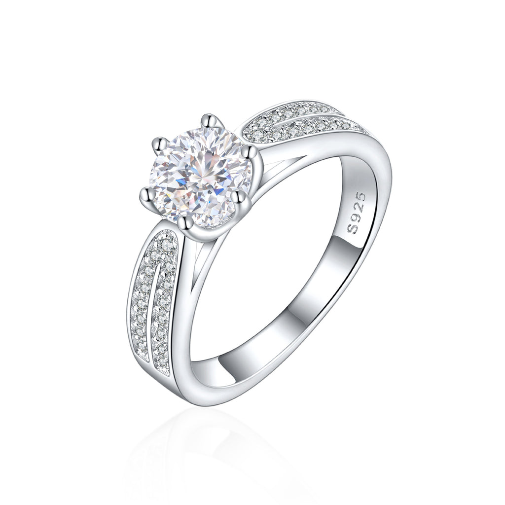 Damen Verlobungsring mit elegantem Tropfenstein und kunstvollem Zirkonia-Besatz Shop Nory