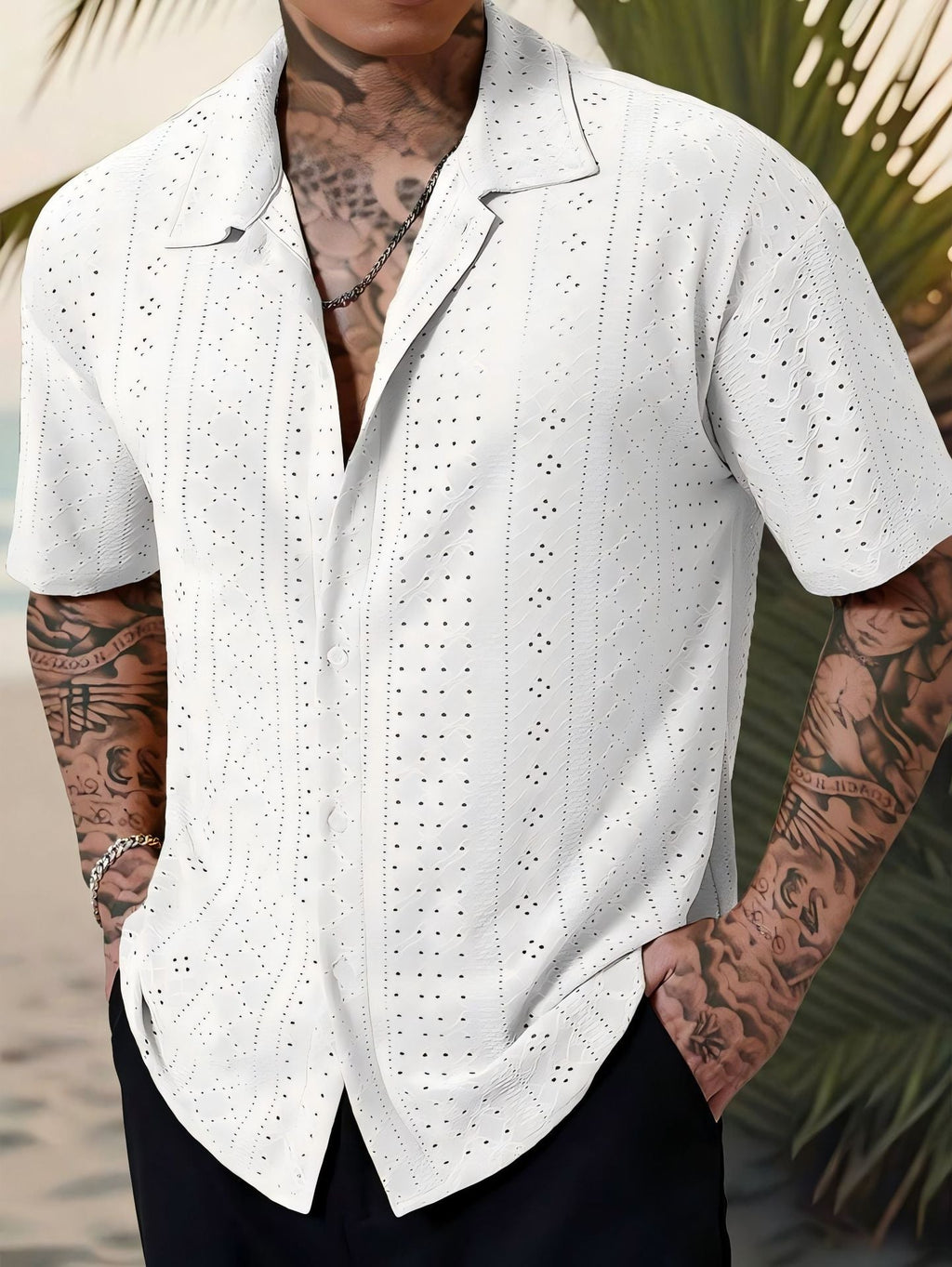 Herren Kurzarmhemd mit strukturiertem Design und atmungsaktivem Material