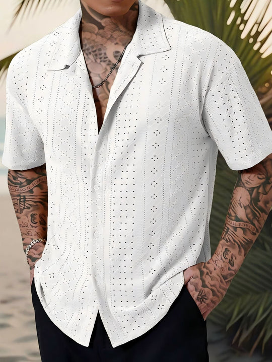 Herren Kurzarmhemd mit strukturiertem Design und atmungsaktivem Material